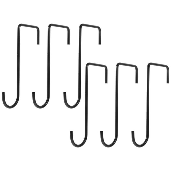 DINHEAROM 6Pcs Black Curved Iron Garden Hanging Hooks for Plants and Bird Feeders in Gardens