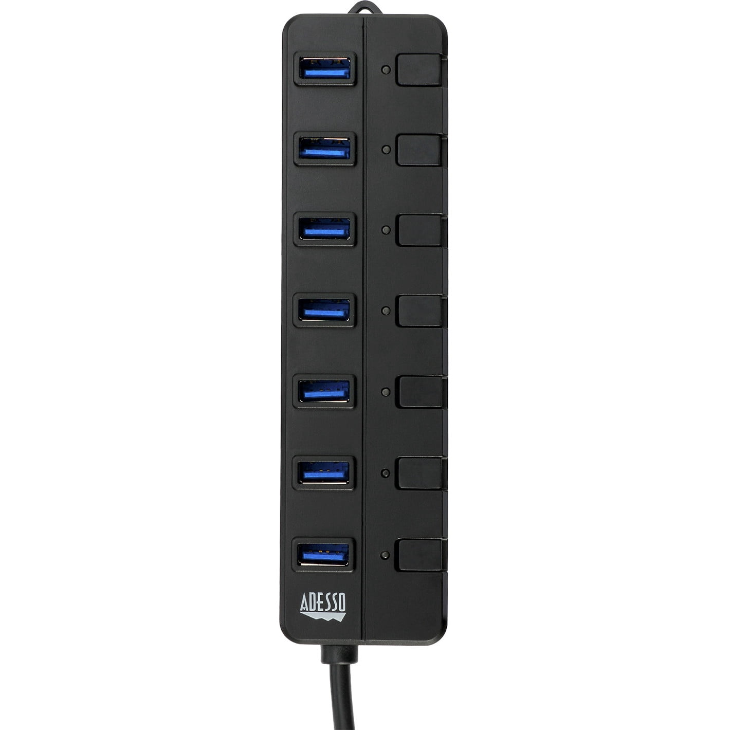 Adesso AUH-3070P – 7-Port USB 3.0 Hub with Individual Power Switch & Power Adapter