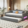 thumbnail image 3 of Euroco Upholstery Twin XL Daybed with Trundle and LED Light, Gray, 3 of 15
