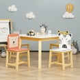 thumbnail image 2 of Sesslife Kids Table and Chairs Set, 5 Pieces Kids Square Table with 4 Animal Shape Chairs, Wood Cute Cartoon Toddler Table and Chair Set, Sturdy Kids Play Table for Playroom Bedroom Kids Room, White, 2 of 9