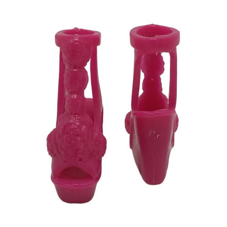 Barbie Fashion Hot Pink Open Toe Rose High Heels Doll Shoes Accessory