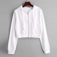 thumbnail image 2 of HSHDLDF Sweat à Capuche Court à Manches Longues Zippé Rayé pour Femmes Veste Décontractée à Cordon de Serrage, 2 of 5