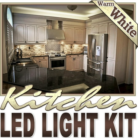 Clip Strip Floor Biltek 16.4' ft Warm White Kitchen Pantry Wine Rack LED Strip Lighting Complete Package Kit Lamp Light DIY - Under Counters Microwave Glass Cabinets Floor Waterproof Flexible DIY 110V-220V ()