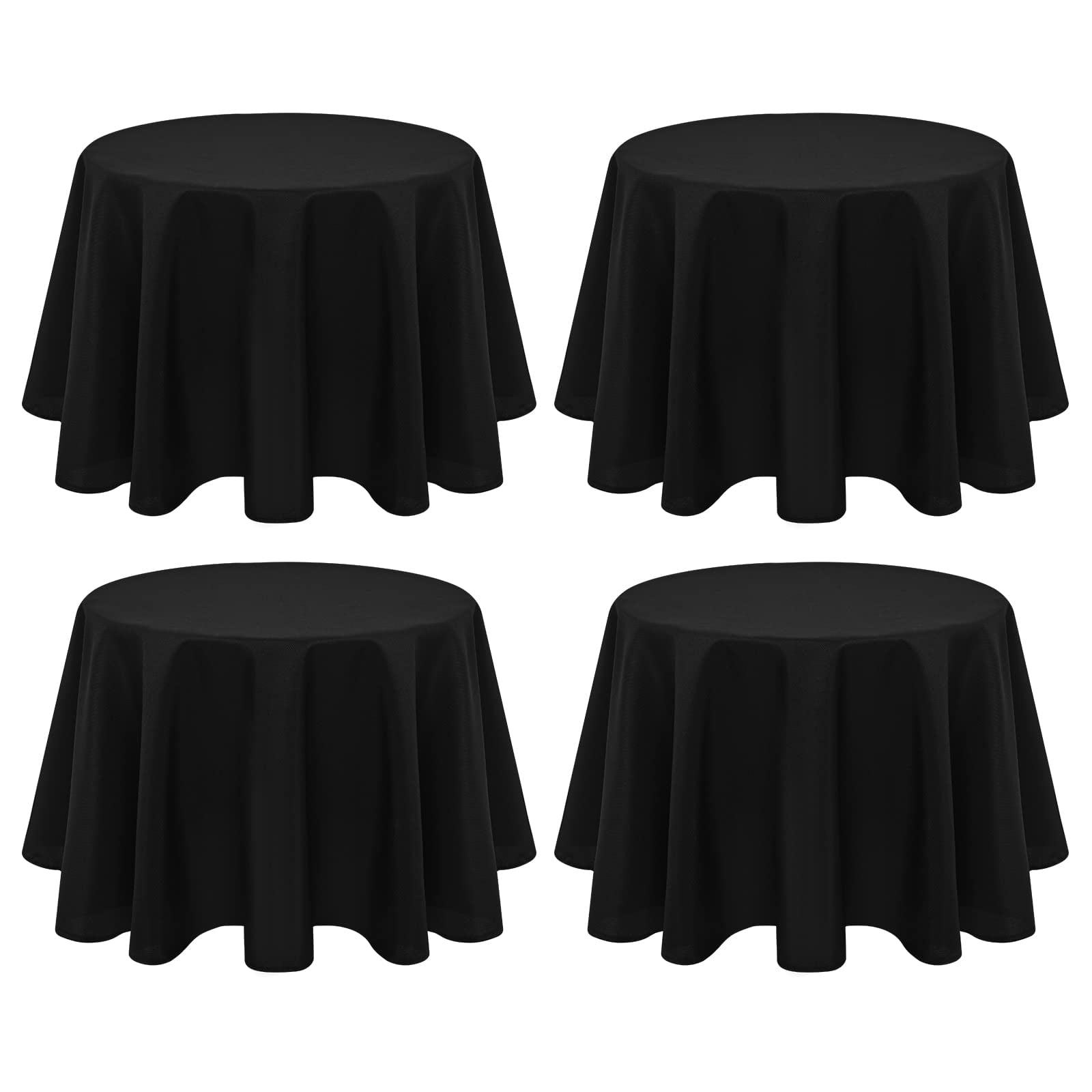 "4 Pack Polyester Round Tablecloth 60 Inch Black Circular Table Cloth, Stain and Wrinkle