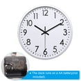 thumbnail image 4 of Reloj de pared de 12 pulgadas Unique Bargains con números 3D, movimiento de cuarzo, silencioso, sin tictac, redondo, blanco/plata, 4 of 6