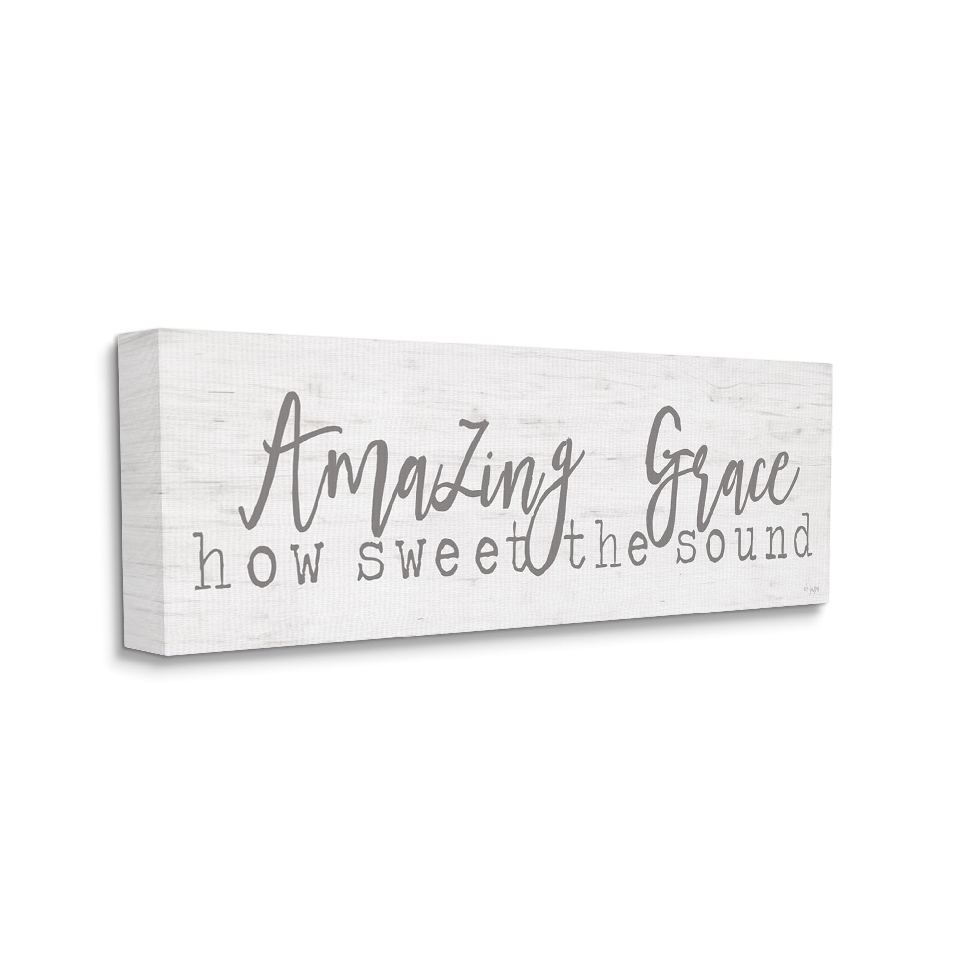 Stupell Industries Amazing Grace Spiritual Christian Phrase Grain Pattern Graphic Art Gallery Wrapped Canvas Print Wall Art, Design by Jaxn Blvd.