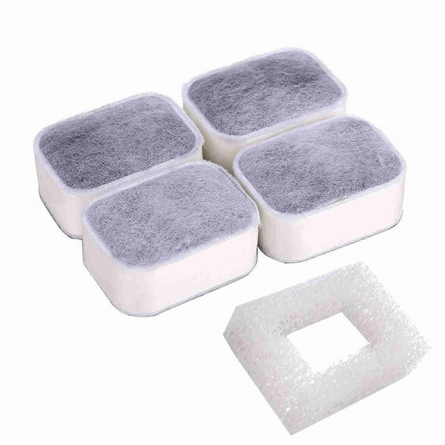 Water Fountain Replacement Filters: 1 Foam Filter, 4 Premium Cotton Filters, Pet Activated Carbon.