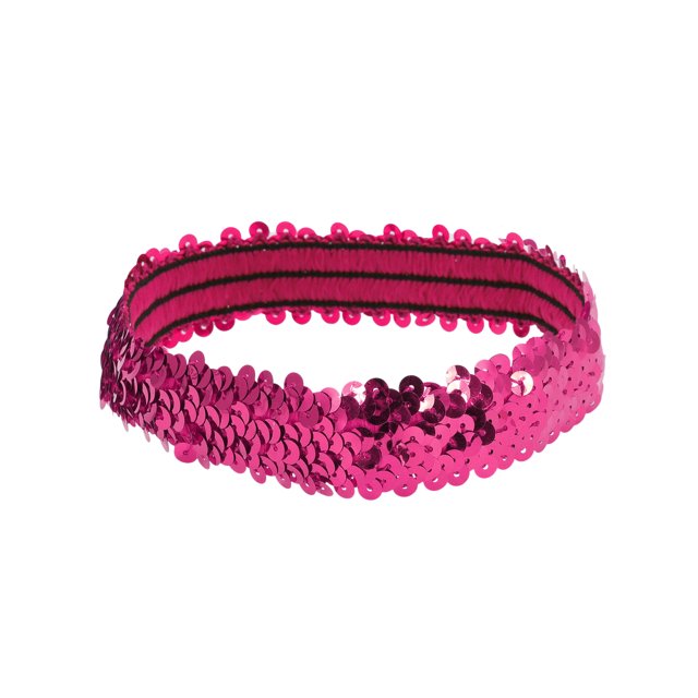 Ofertas Únicas 1 Pc Diademas de Lentejuelas Elásticas para Mujeres Rojo Rosa