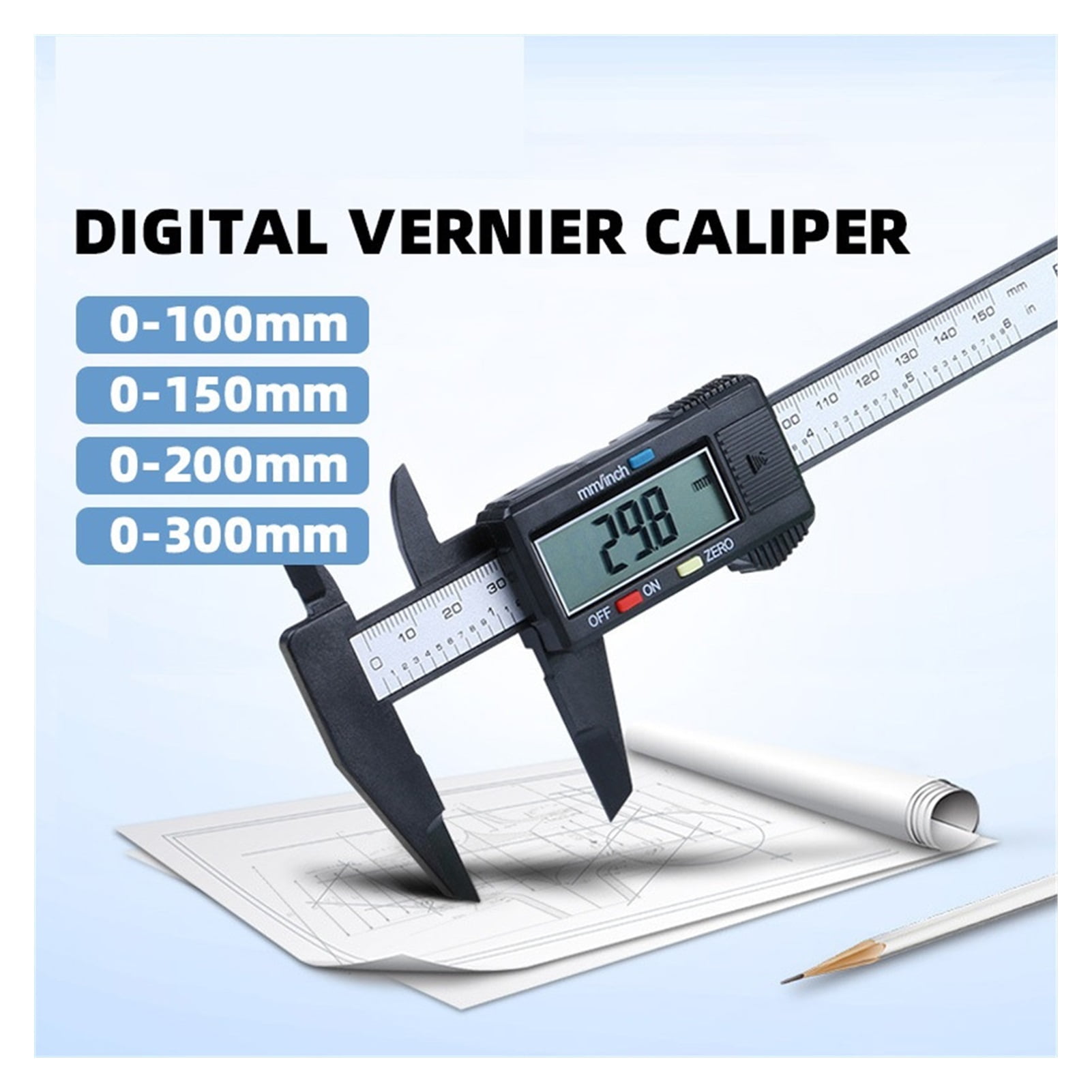 Vernier Digital Caliper 6 Inch Electronic 100mm Micrometer Ruler Measuring Instruments Woodworking Tools 150mm 0.1mm ,Easy to Operate