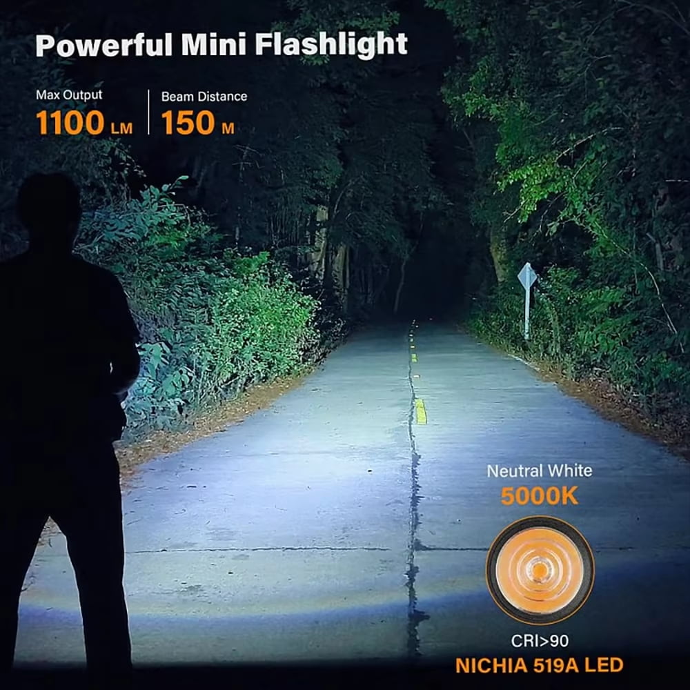 Sofirn SC13 1300 Lumens Mini Flashlight USB-C Rechargeable, 519A 5000K LED 1100 Lumen Powerful EDC Keychain Light, IPX8 Waterproof & Magnetic, Portable Keyring Flashlight for Camping Hiking