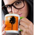 thumbnail image 2 of 3drose, California Palm Sunny Silhouette of a Palm Tree Originally Photographed in California, 15oz Two-tone Green Mug, 2 of 6