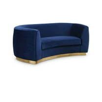 Meridian Furniture Julian Contemporary Velvet Loveseat in Navy
