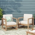 thumbnail image 3 of GDF Studio Petteti Outdoor Acacia Wood Club Chairs with Cushions, Set of 2, Brown and Beige, 3 of 8