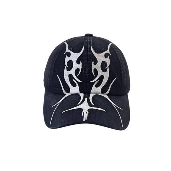 Fire Flame Embroidered Bill Structured Brushed Cotton Baseball Cap