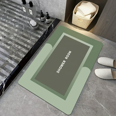 Aiteng Diatomaceous Bath Rug, Super Absorbent Non Slip Bathroom Floor Mats, Washable Bathtub Room Shower Rug, Green