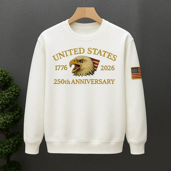 USA 250th Anniversary Sweatshirt, New Crewneck Hoodie 250th Pullover,Patriotic Long Sleeve Top for Men Women
