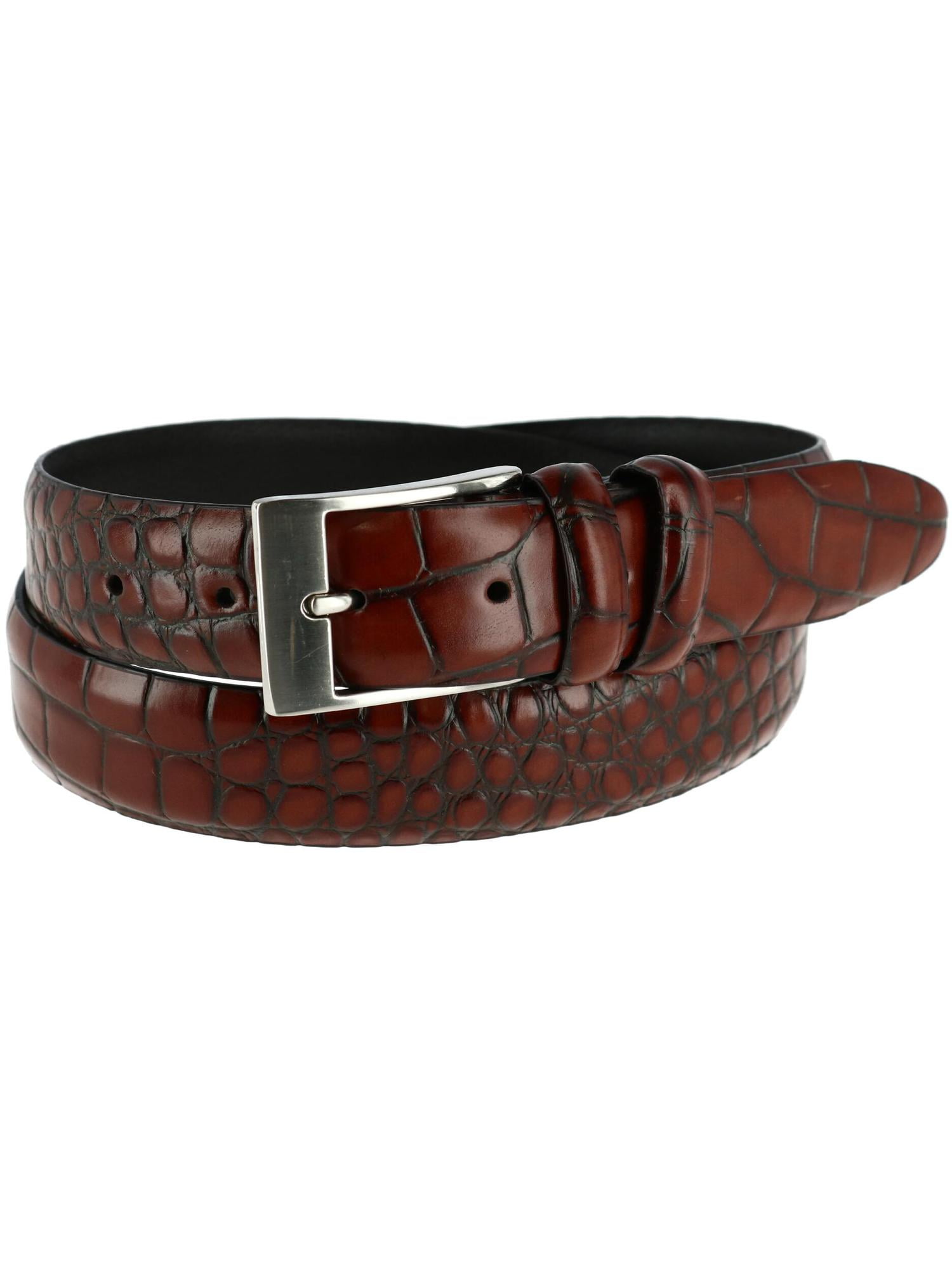 New Mens Crocodile Texture Genuine Leather 35mm Wide Buckle Belts S-XXXL 