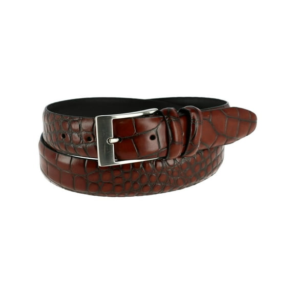 CTM Embossed Leather Croc Print Belt (Men)