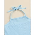 thumbnail image 6 of Suealasg Little Girls 2 Piece Summer Outfits Sleeveless Tie-Up Halter Neck Ribbed Ruffled Tops Daisy Flare Pants Set Toddler Kids Girls Beach Clothes, 6 of 8