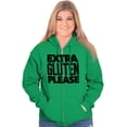 thumbnail image 3 of Extra Gluten Please Foodie Love Carbs Zip Up Hoodie Men's Women's Brisco Brands X, 3 of 6