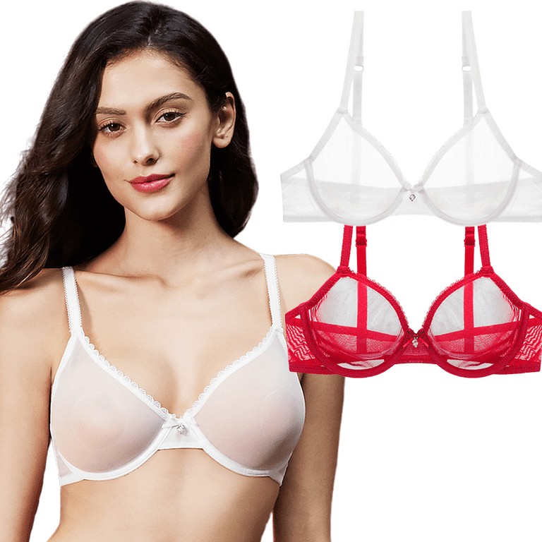 Varsbaby Women See-Through Lace Push Up Transparent Everyday Bra