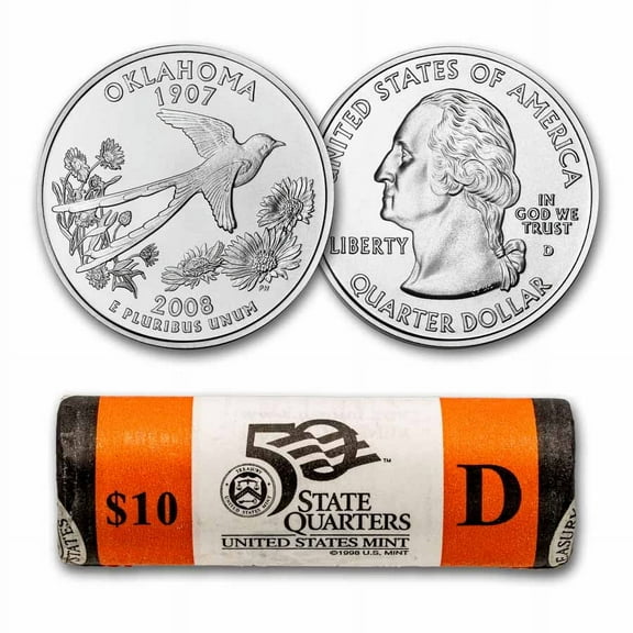 2008-D Oklahoma Statehood Quarter 40-Coin Roll (Mint Wrapped)