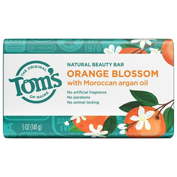 Toms of Maine Natural Bar Soap, Orange Blossom with Moroccan Argan Oil, 5 Oz..