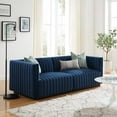 thumbnail image 2 of Modular Loveseat Sofa Couch, Blue Navy, Velvet, French Living Lounge Cafe Lobby Hospitality Restaurant, Modern Contemporary Boutique HB33973, 2 of 11