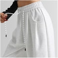 thumbnail image 4 of Pantalones drapeados de cintura alta y pierna ancha para mujer - Material de poliéster - Pantalones informales S-XL, 4 of 5