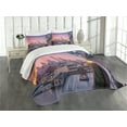 thumbnail image 3 of Ambesonne American Quilted Bedspread Set 3 Pcs, Train in Philadelphia, King Size, Purple Blue, 3 of 5