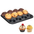 thumbnail image 4 of 1 juego de 2 moldes para muffins de silicona antiadherente para 24 muffins, cupcakes, brownies, pasteles, pudines, muffins, negro, 4 of 5