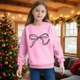 thumbnail image 5 of SERTG Girls Cute Bow Print Blouse Long Sleeve Round Neck Shirts Kids Spring Fall Casual Everyday Festival Pullover Top(Pink,3-4 Years), 5 of 7
