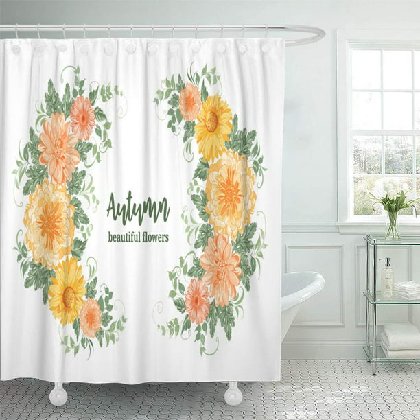 Bath Shower Curtain 60x72 Inch, Chrysanthemum Shower Curtain