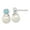 Silver, variant on Fine Jewelry 925 Sterling Silver Blue Cubic Zirconia and 8-8.5mm Glass Pearl Dangle Earrings for Women