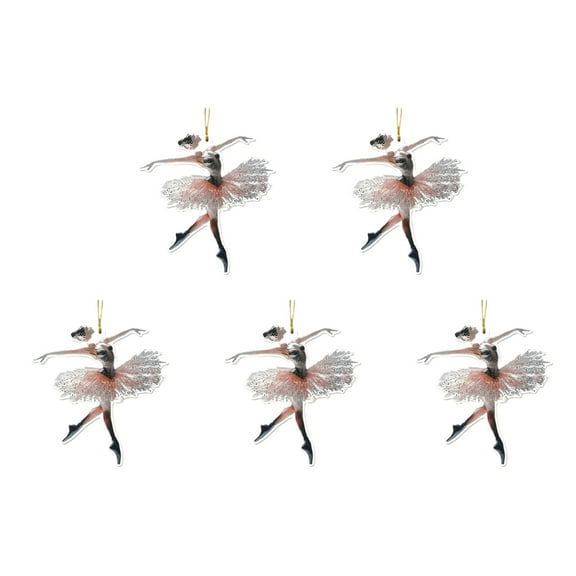 5pcs Ballet Girl Pendant for Christmas Tree Acrylic Decoration Dance Lover Gift
