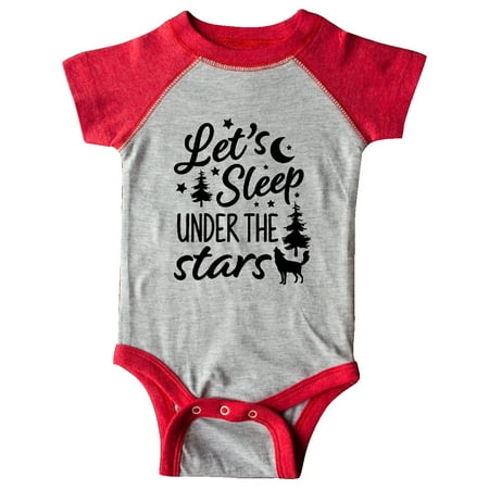 

Inktastic Adventure Let s Sleep Under the Stars with Moon and Wolf Gift Baby Boy or Baby Girl Bodysuit