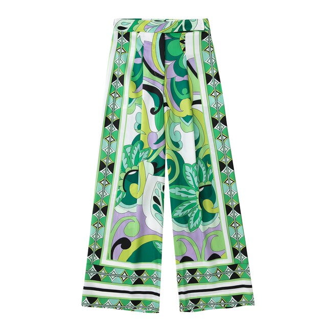 Jupe Courte Imprimée Verte TRAF Femme Rétro Taille Haute Mini Jupes Femmes 2022 Été Plage Jupe Femme Mode Mode Urbaine Jupe