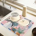thumbnail image 2 of Yayeee Dish Drying Mat for Kitchen Counter 16" x 18" Microfiber Super Absorbent Coffee Decorative Pad, Flowers and Leaves, 2 of 9