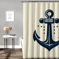 thumbnail image 2 of JRXY Coastal Sailing Blue CompassAnchorSailboatNavigation Pattern Ocean Theme Nautical Beach Decorative Shower Curtain White, 2 of 7