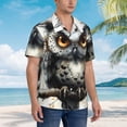 thumbnail image 3 of Balery Whimsical Owl On Branch Camisas hawaianas de manga corta para hombre, camisas playeras de corte holgado, camisas de vacaciones con botones,Small, 3 of 7