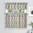 thumbnail image 2 of Kitchen Curtains 36 Inch Short - 3 Panel Set, Rod Pocket Window Curtain, Boho Floral Tribal Style, 100% Polyester for Farmhouse, Kitchen, Cafe, Bedroom, Easy Wash, 2 of 5