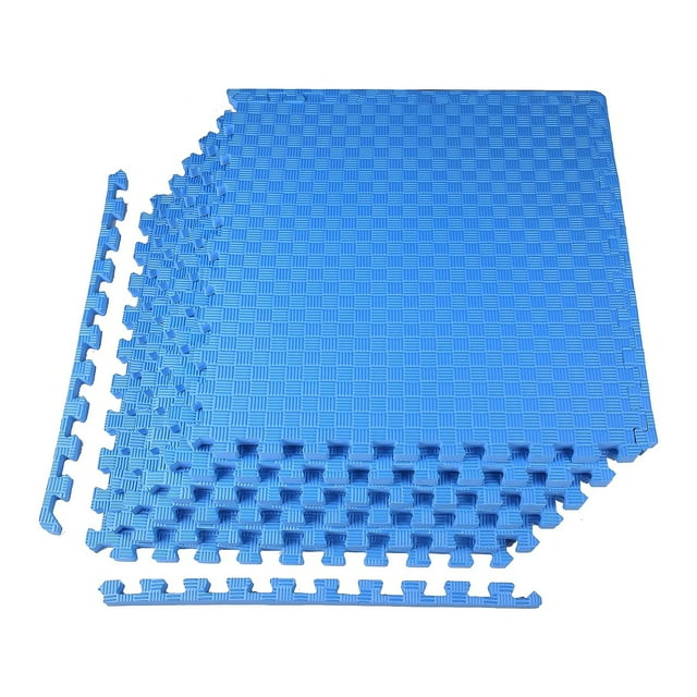 BalanceFrom Fitness 144sq ft Interlocking EVA Foam Exercise Mat Tiles, Blue