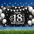 thumbnail image 5 of Black and White Theme Happy Birthday Banner Decorative Balloons 18th Birthday Banner Polyester Material Milestone Celebration for Birthday Party Teen Celebration Indoor Decoration, 5 of 7