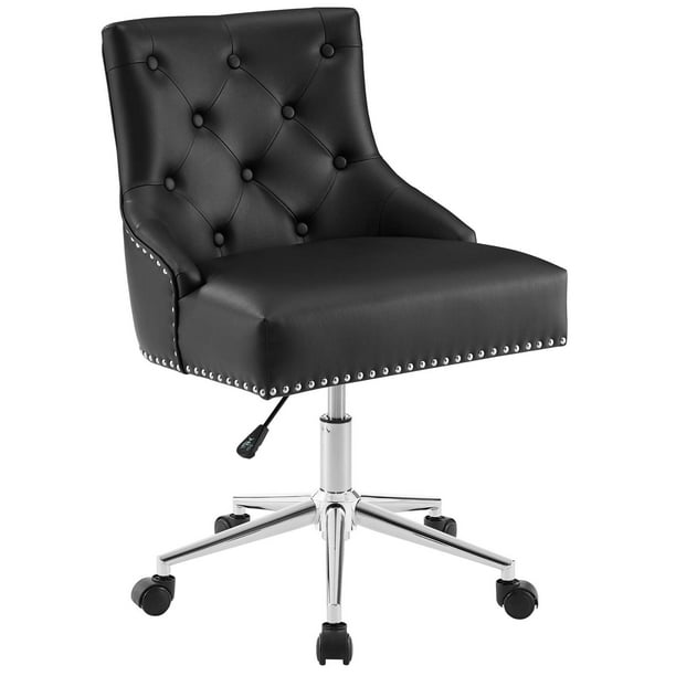 Tufted On Swivel Faux Leather, Tufted Leather Desk Chair