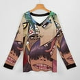thumbnail image 3 of Gorillaz Womens T Shirts V Neck Long Sleeve Tops Causal Loose Summer T-Shirts 4XL, 3 of 7