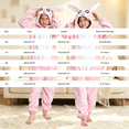 thumbnail image 3 of KAUOD Girls Onesie Rabbit Hooded Fleece Button up Animal Onesie Soft Cozy Hooded Jumpsuit Kids Fall Winter Outfits Cute Clothes, 3 of 4