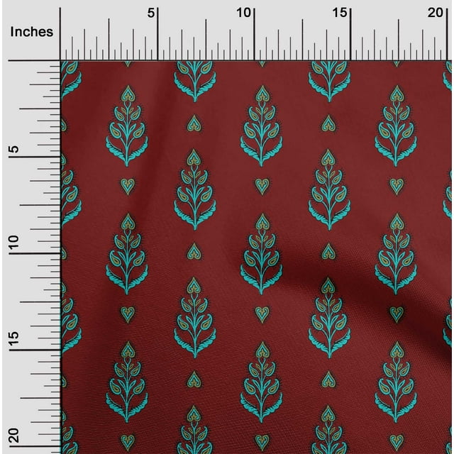 oneOone Viscose Jersey Fabric Leaves & Paisley Block Print Sewing Fabric BTY 60 Inch Wide