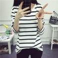 thumbnail image 4 of POINTERTECK Shop Clearance! Bavy Women Fall Casual T-Shirts Coton Rayé Col Rond Élégant, 4 of 5