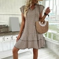 thumbnail image 5 of ITSAME Women's Plus Size Flowy Dress, Flutter Sleeve Lace Up Neck Fashion Summer Ruffles Tiered Dresses Khaki 3XL, 5 of 8