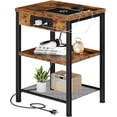 thumbnail image 7 of Bigleap 3-Tier End Table with Charging Station, Small Nightstand with AC Outlets & USB Ports for Small Spaces, Bedroom, Living Room, Brown, 7 of 7